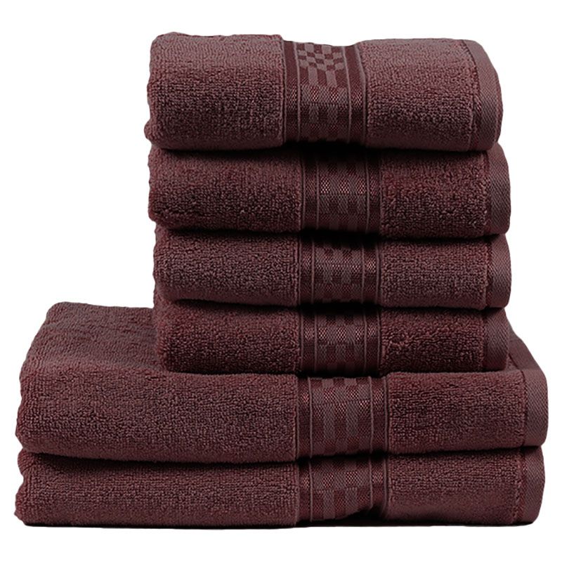 BYFT - Home Ultra Hand Towel 4pcs and Bath Towel 2pcs - Burgundy