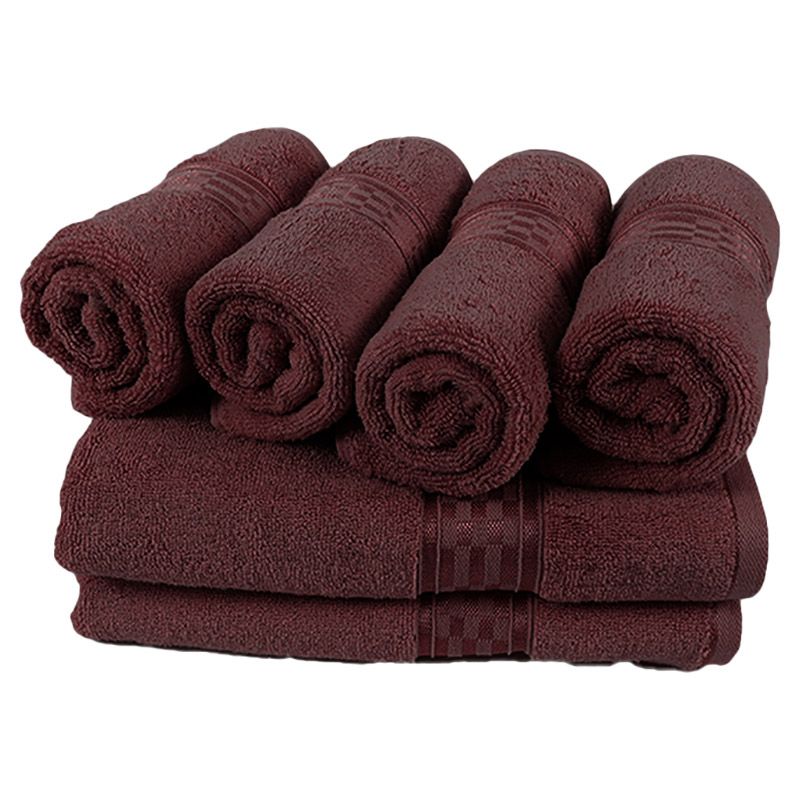 BYFT - Home Ultra Hand Towel 4pcs and Bath Towel 2pcs - Burgundy