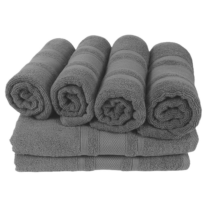 BYFT - Home Castle Hand Towel 4pcs and Bath Towel 2pcs - Grey