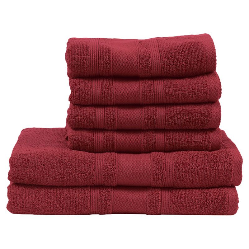 BYFT - Home Castle Hand Towel 4pcs and Bath Towel 2pcs - Maroon