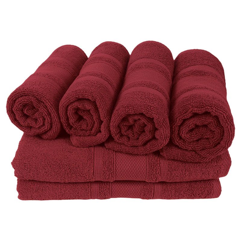 BYFT - Home Castle Hand Towel 4pcs and Bath Towel 2pcs - Maroon