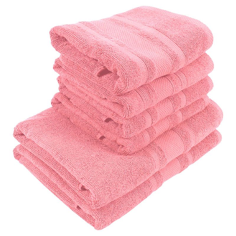 BYFT - Home Castle Hand Towel 4pcs and Bath Towel 2pcs - Pink