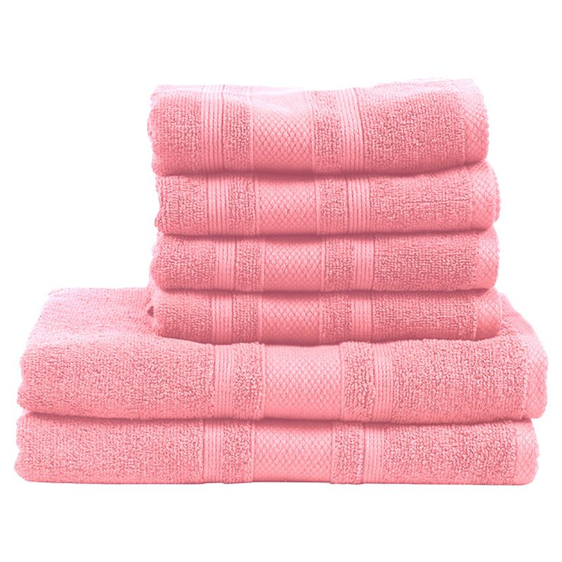 BYFT - Home Castle Hand Towel 4pcs and Bath Towel 2pcs - Pink