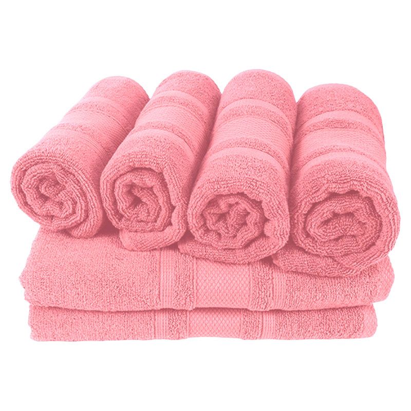 BYFT - Home Castle Hand Towel 4pcs and Bath Towel 2pcs - Pink