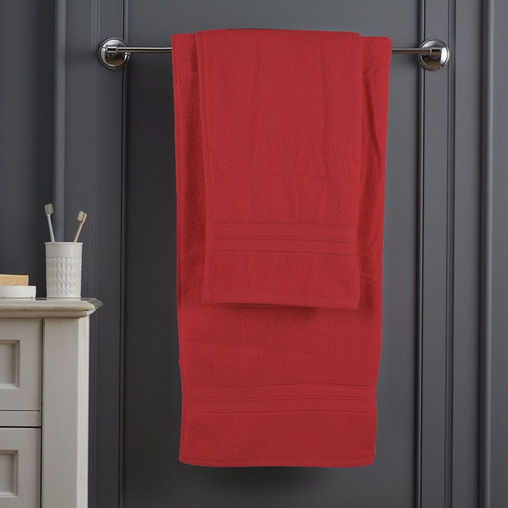 BYFT - Home Trendy Hand Towel 4pcs and Bath Towel 2pcs - Red