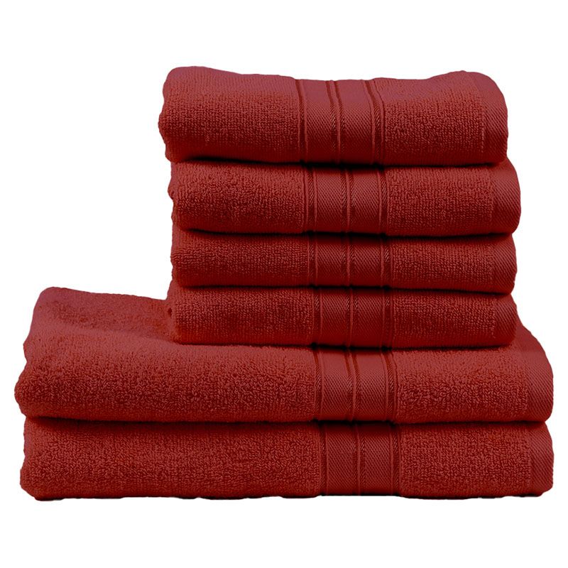 BYFT - Home Trendy Hand Towel 4pcs and Bath Towel 2pcs - Red