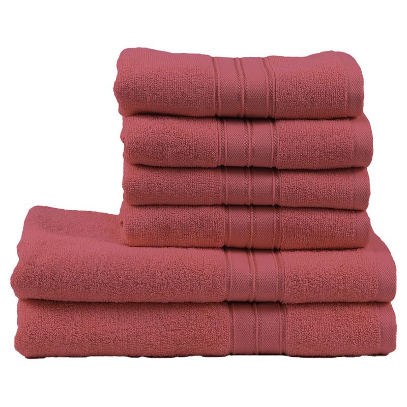 BYFT - Home Trendy Hand Towel 4pcs and Bath Towel 2pcs - Pink