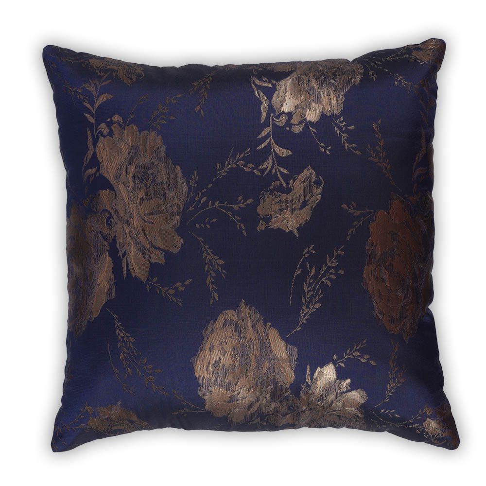 BYFT - Golden Rose Decorative Cushion Cover - Indigo Blue - 2pcs