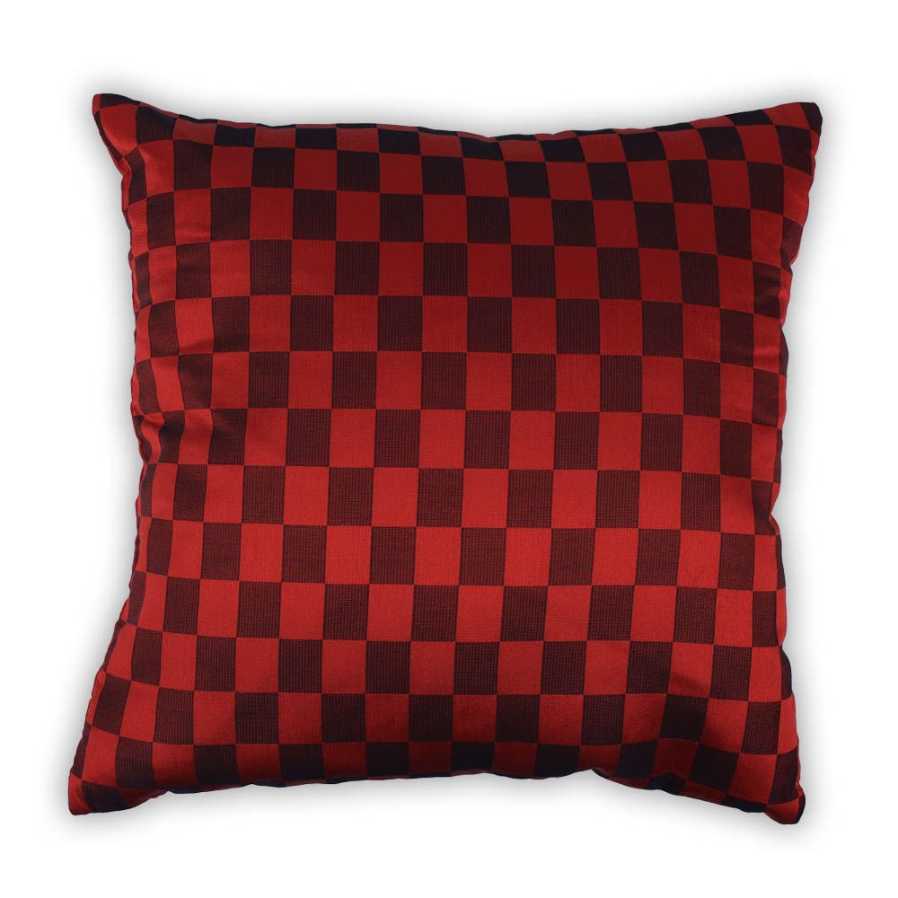 BYFT - Checkered Decorative Cushion Cover - Red/Black - 2pcs