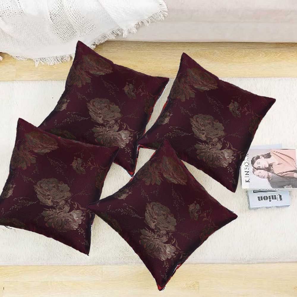 BYFT - Golden Rose Decorative Cushion Cover - Burgundy - 2pcs