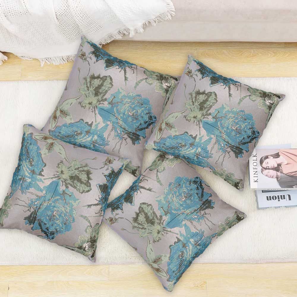 BYFT - Golden Blooms Decorative Cushion Cover - Beige - 2pcs