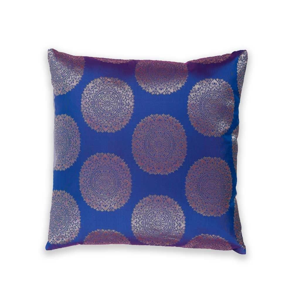 BYFT - Golden Brocade Decorative Cushion Cover - Nick Blue - 2pcs