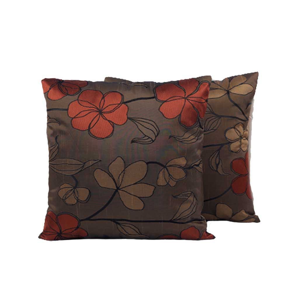 BYFT - Blossom Decorative Cushion Cover - Coffee Brown - 2pcs