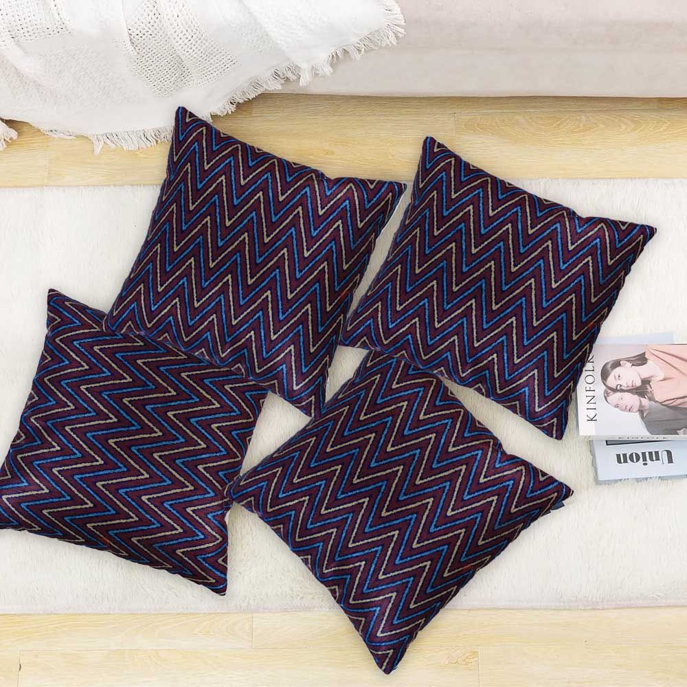 BYFT - Zigzag Elegance Decorative Cushion Cover - Berry Blue - 2pcs