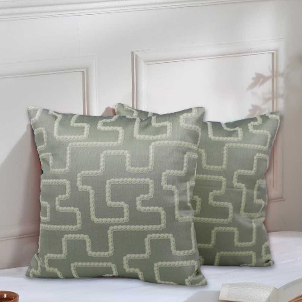 BYFT - Maze Decorative Cushion Cover - Green - 2pcs