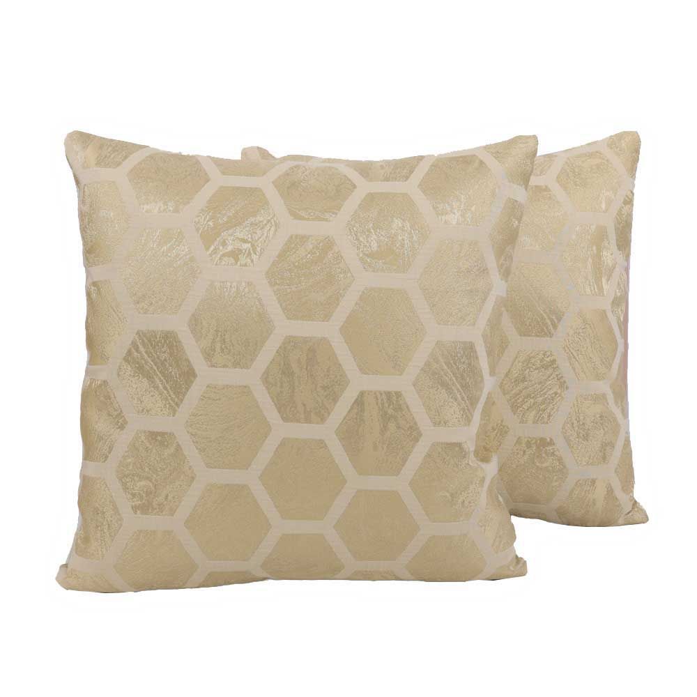 BYFT - Golden Honeycomb Decorative Cushion Cover - Pale Gold - 2pcs