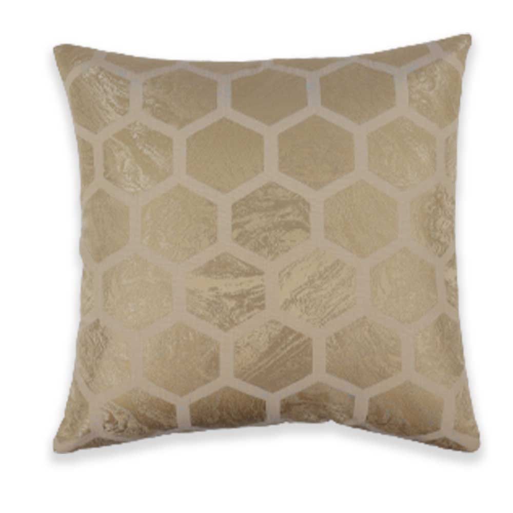 BYFT - Golden Honeycomb Decorative Cushion And Cover - Pale Gold - 2pcs