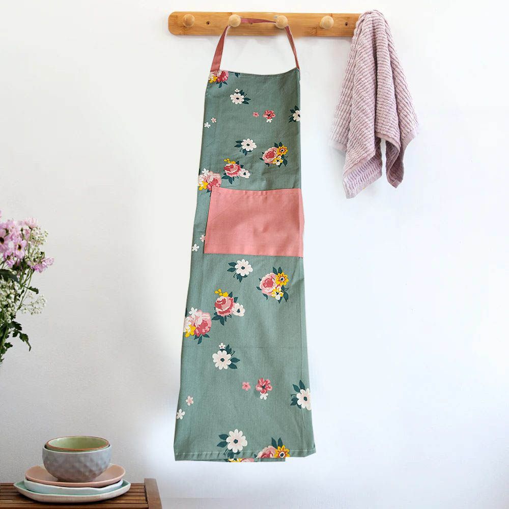 BYFT - Orchard Floral Kitchen Apron - Green/Pink