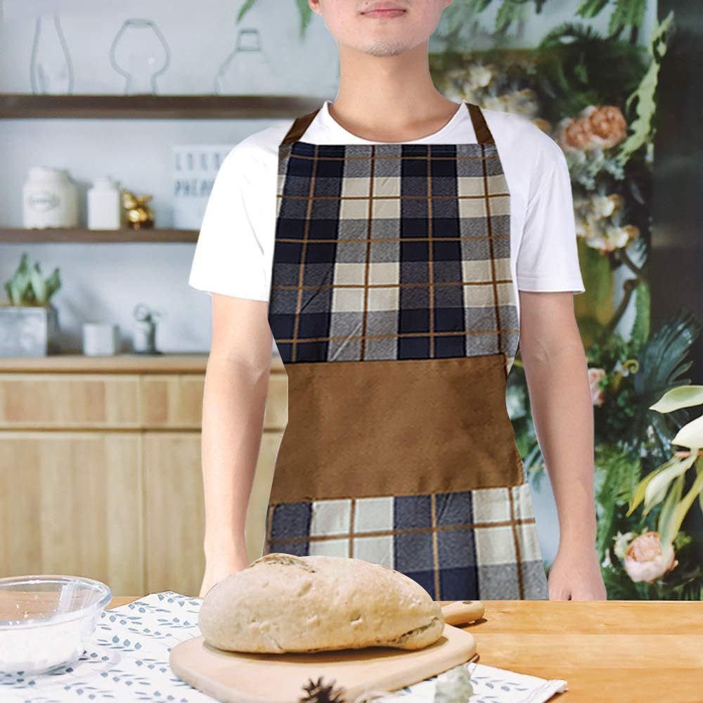 BYFT - Orchard Checkered Kitchen Apron - Navy Blue/Caramel