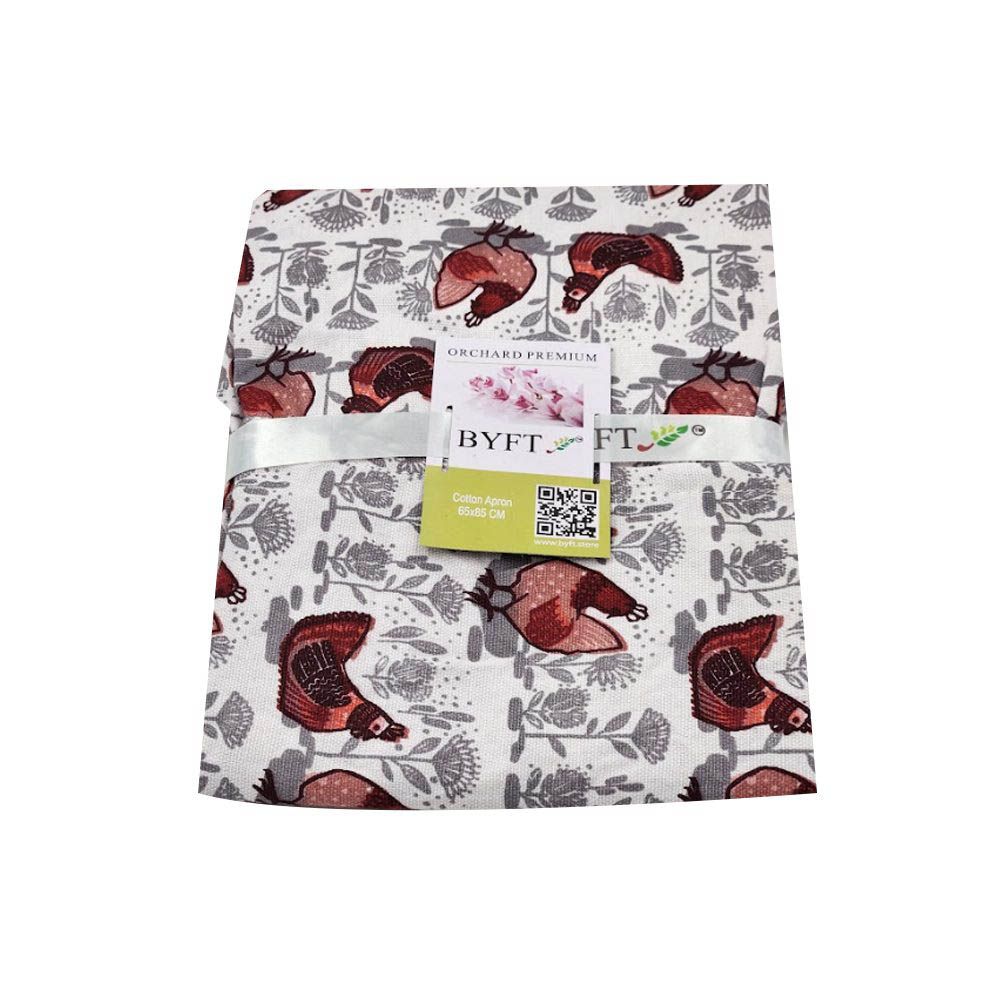 BYFT - Orchard Hen Printed Kitchen Apron - White