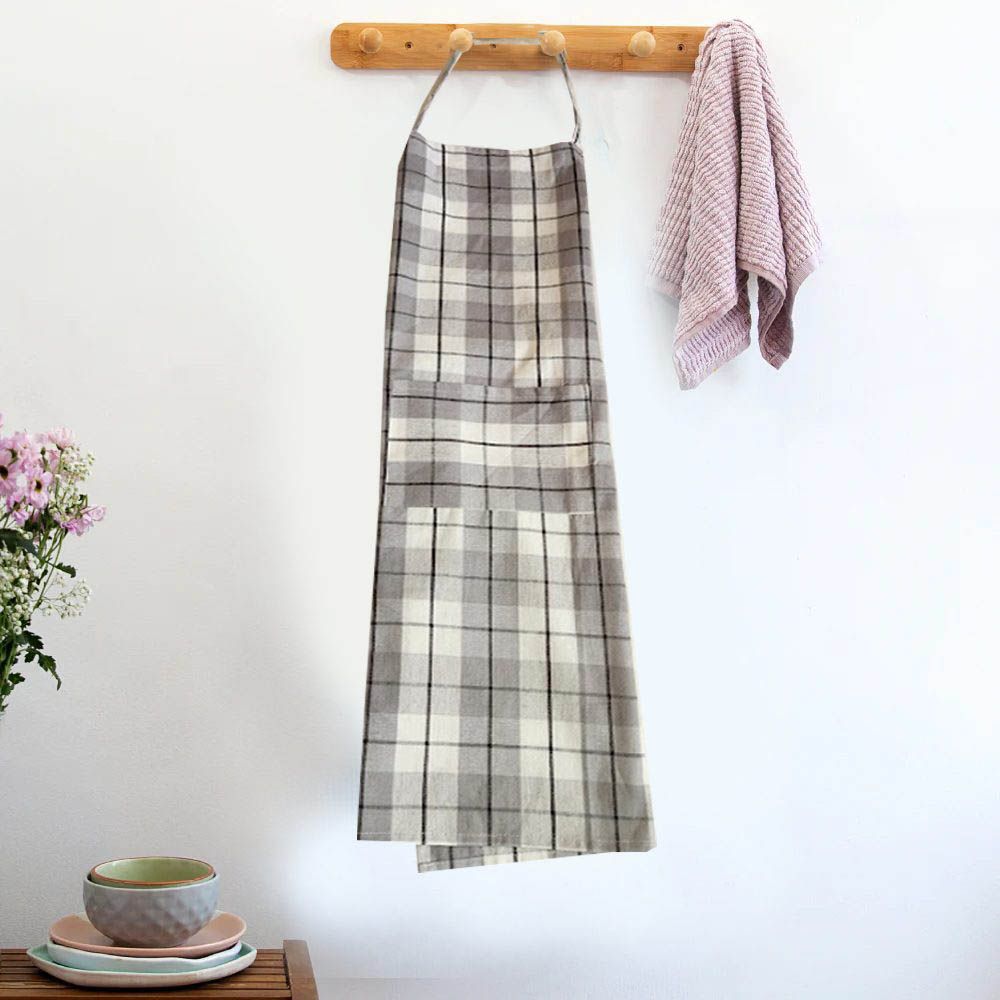 BYFT - Orchard Checkered Kitchen Apron - Light Grey/Black