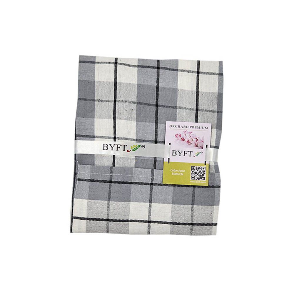 BYFT - Orchard Checkered Kitchen Apron - Light Grey/Black