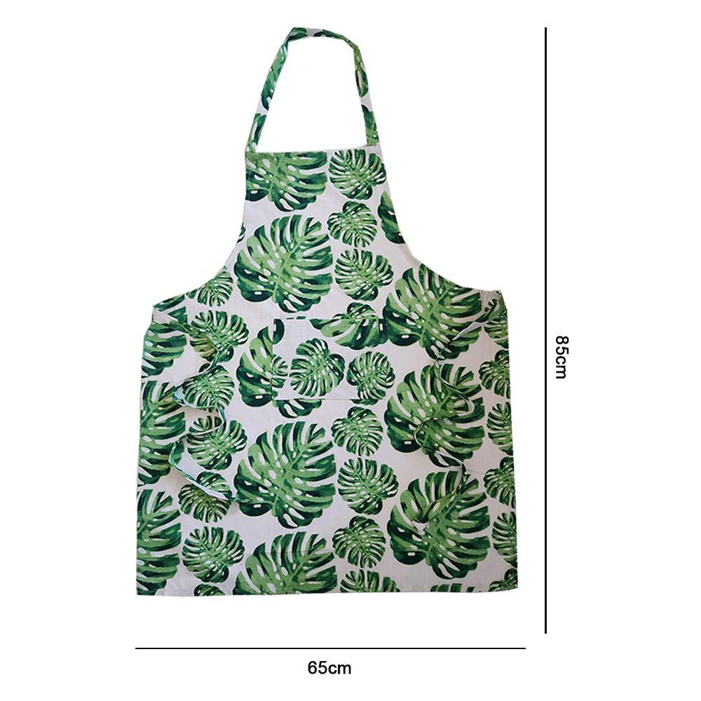 BYFT - Orchard Monstera Leaves Printed Kitchen Apron - Green