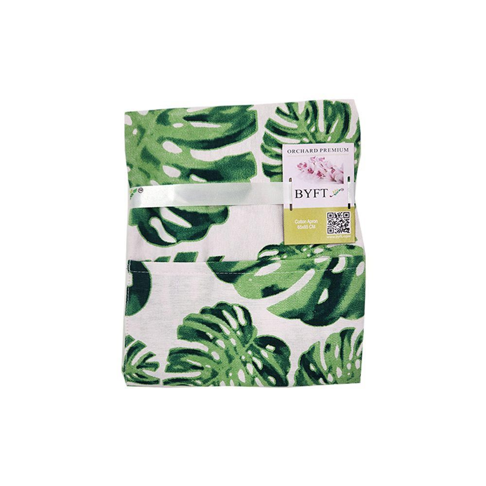 BYFT - Orchard Monstera Leaves Printed Kitchen Apron - Green