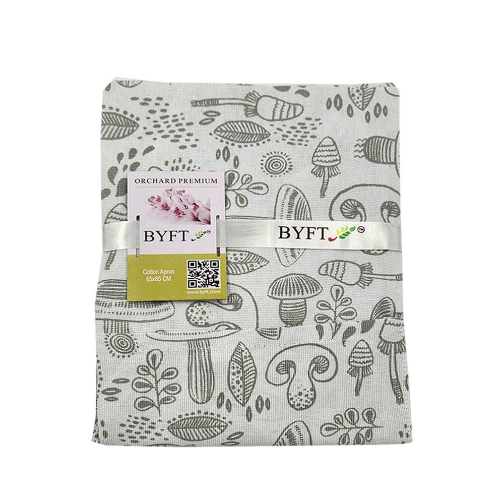 BYFT - Orchard Mushrooms Printed Kitchen Apron - Grey