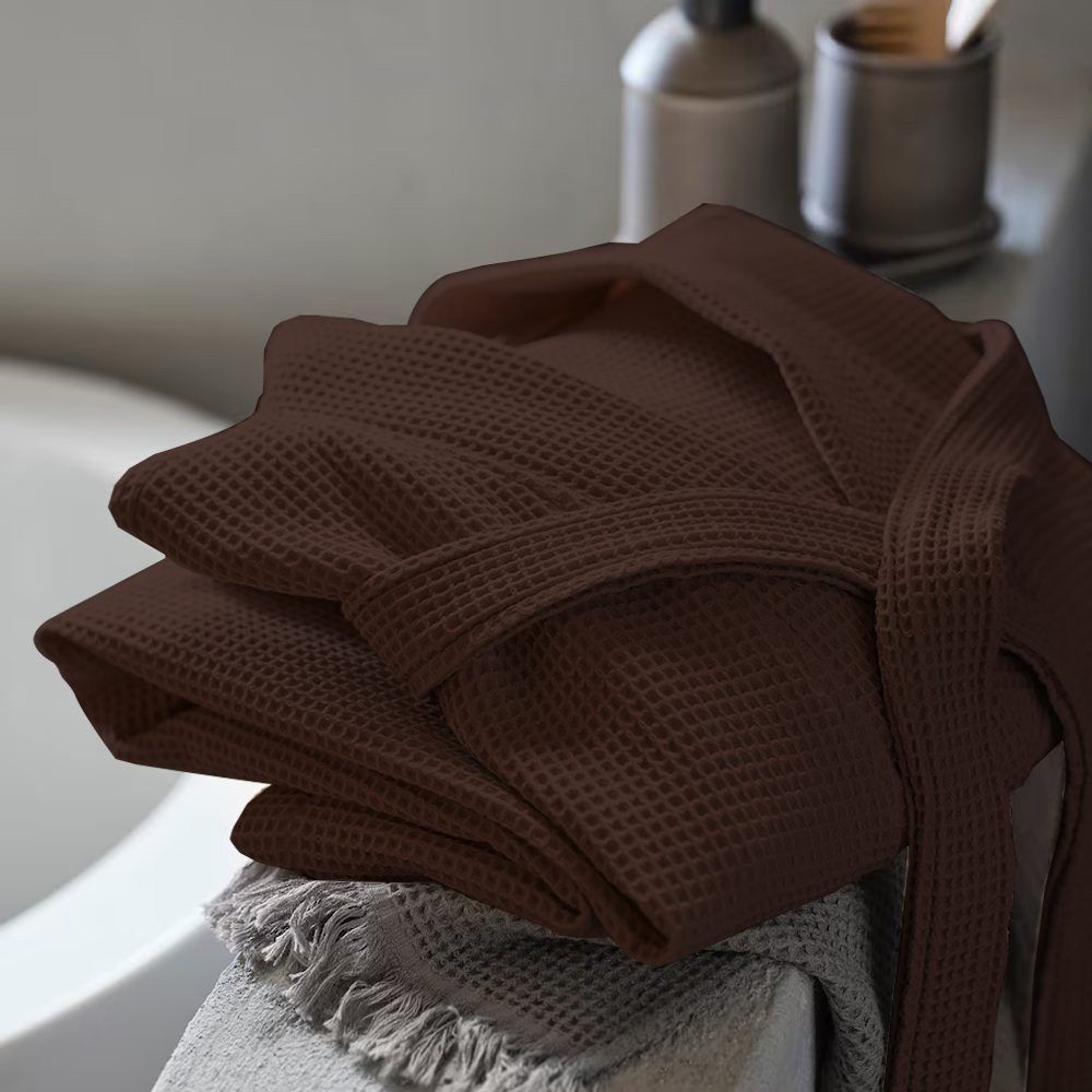 Byft - Orchard Heavy Waffle Adult Bathrobe - Dark Brown