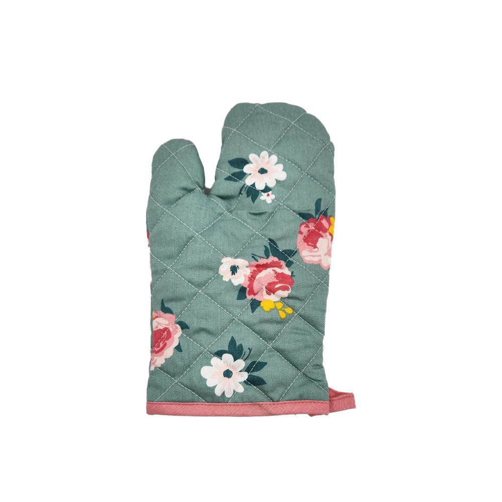 BYFT - Orchard Floral Glove And Pot Holder - Green/Pink - 2pcs