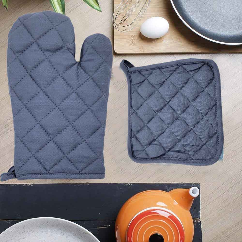 BYFT - Orchard Glove And Pot Holder - Denim Blue - 2pcs