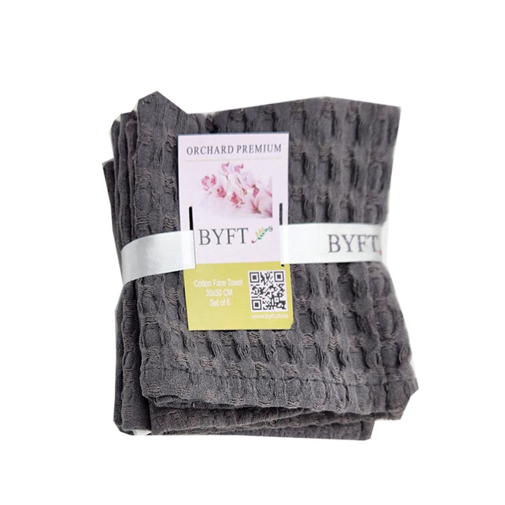 BYFT - Orchard Heavy Waffle Face Towel - Grey - 6pcs