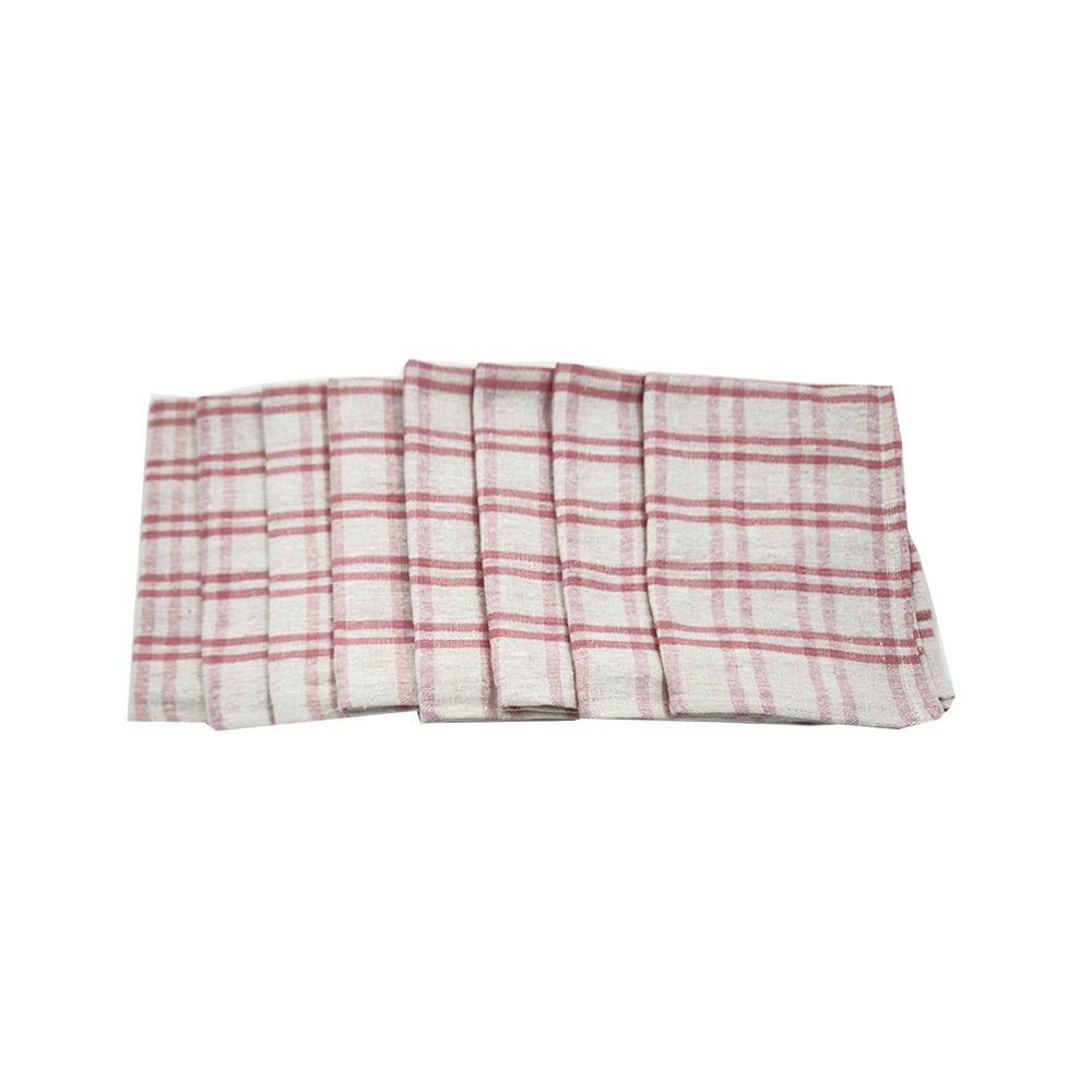 BYFT - Orchard Multi Checkered Tea Towel - Pink/White - 8pcs