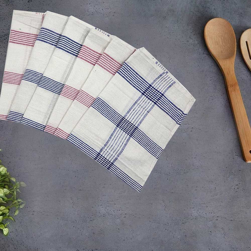 BYFT - Orchard Multi Checkered Tea Towel - Pink/Blue - 6pcs