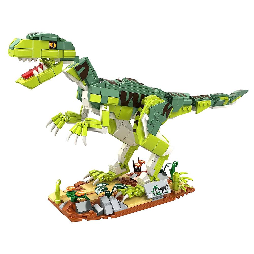 Woma - Velociraptor Dinosaur Building Blocks - Green - 533 Pcs