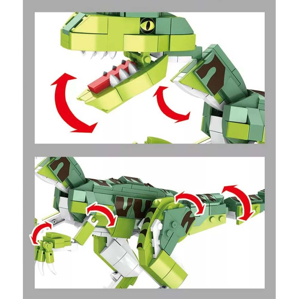 Woma - Velociraptor Dinosaur Building Blocks - Green - 533 Pcs