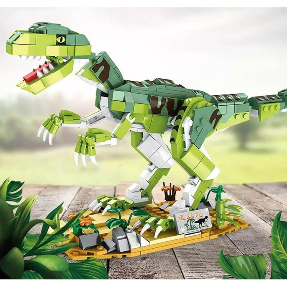 Woma - Velociraptor Dinosaur Building Blocks - Green - 533 Pcs