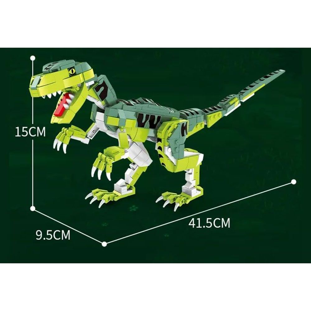 Woma - Velociraptor Dinosaur Building Blocks - Green - 533 Pcs