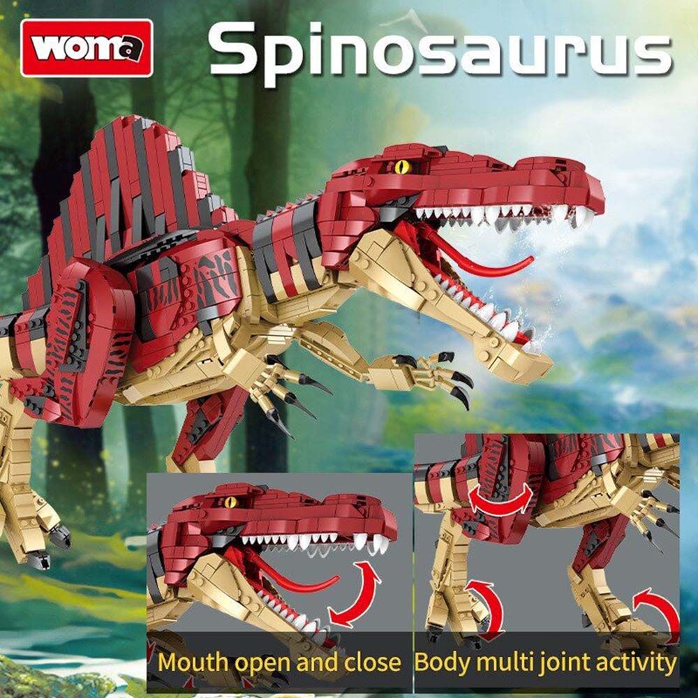 Woma - Spinosaurus Dinosaur Building Blocks - Red - 2008 Pcs