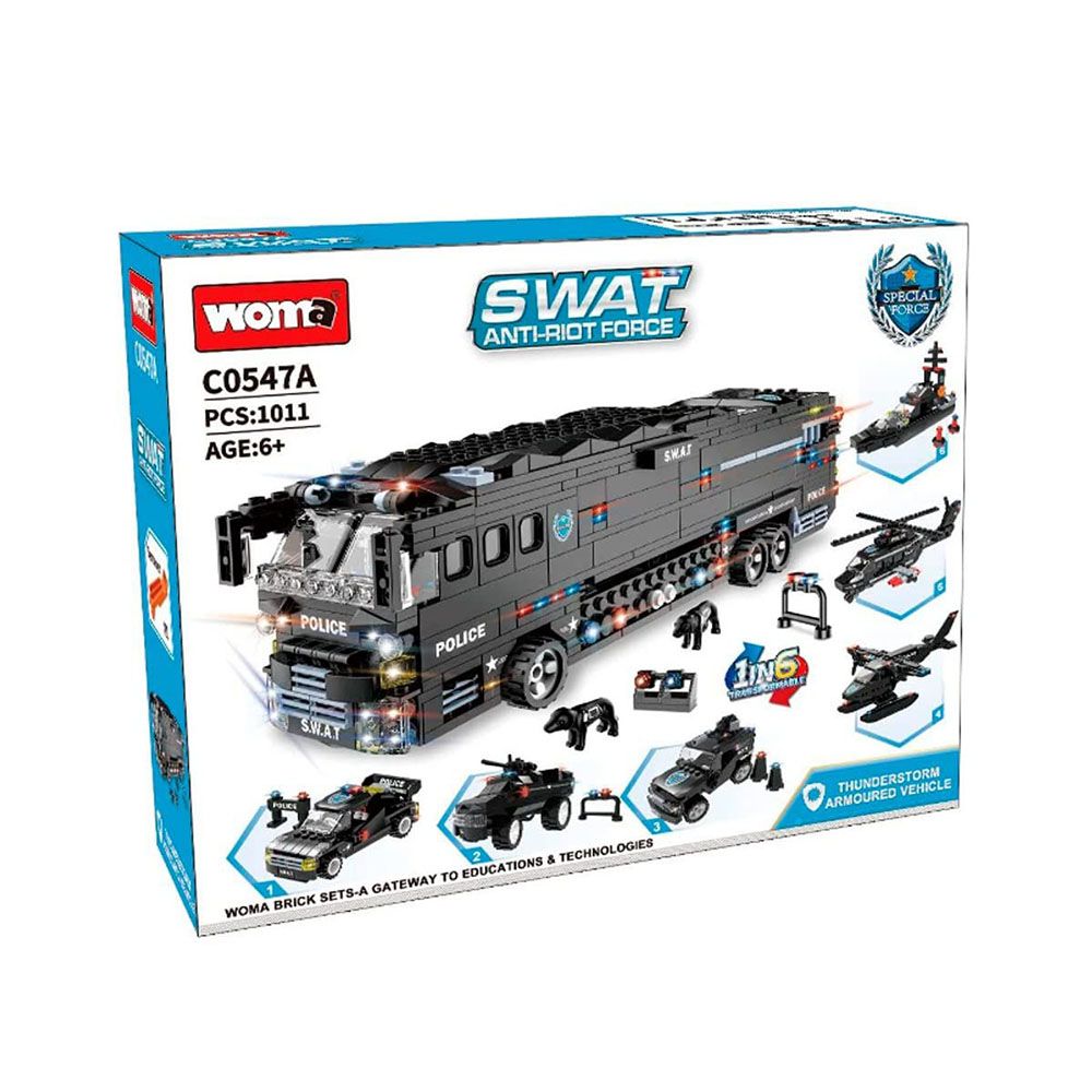 Woma - Combat Bus Building Blocks Set - Black - Swat - 1011 Pcs