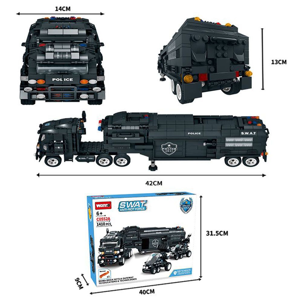 Woma - Operational Command Vehicle Building Blocks - Swat - 1410 Pcs