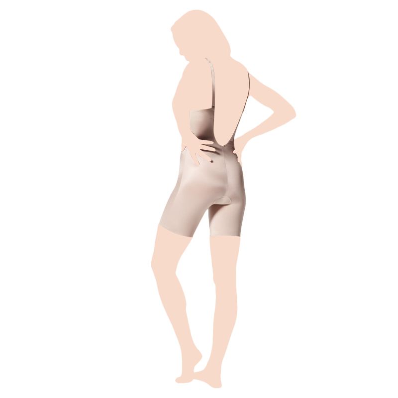 Spanx - Plunge Low-Back Mid-Thigh Bodysuit - Nude