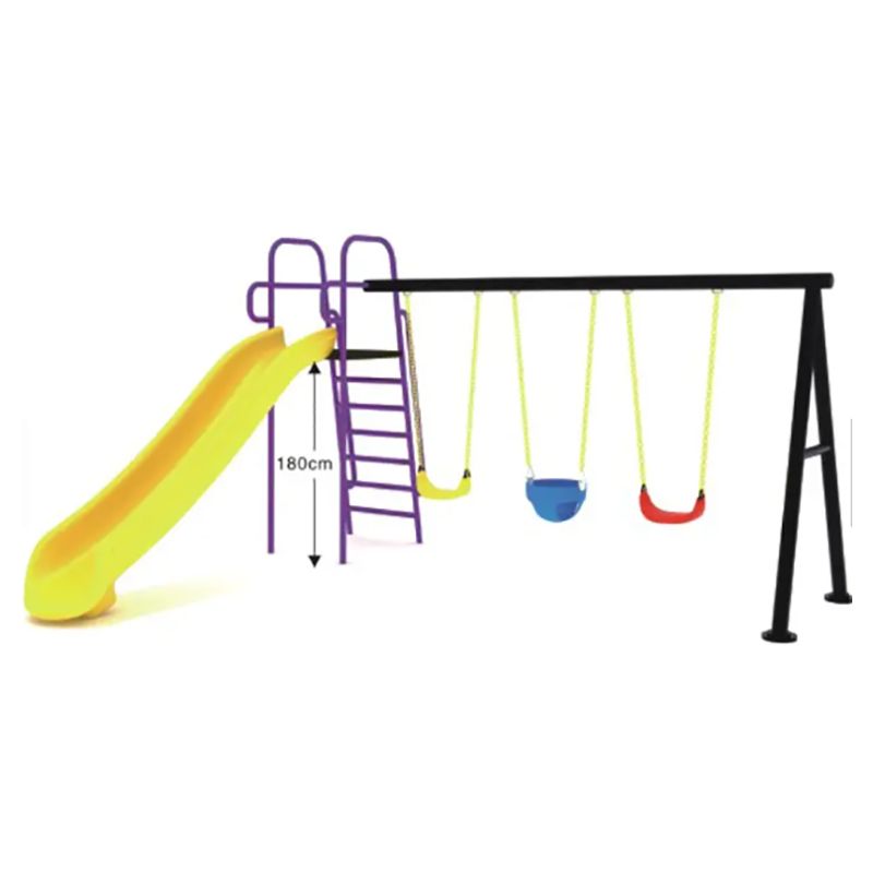 Megastar - Sunnyside Backyard Triple Swing & Slide Metal Playset