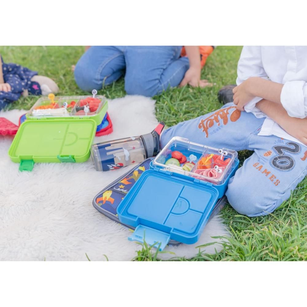 Rainbow Skool - 4 Compartment Mini Lunch Box - Rocket - Blue