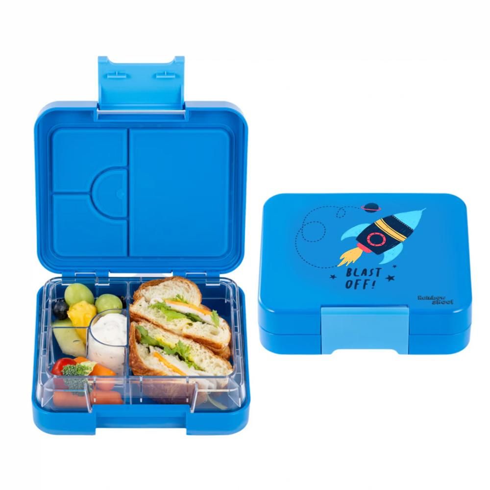 Rainbow Skool - 4 Compartment Mini Lunch Box - Rocket - Blue