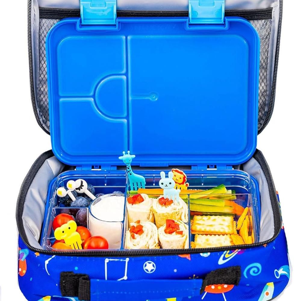 Rainbow Skool - 4-6 Compartment Lunch Box - Robot - Blue