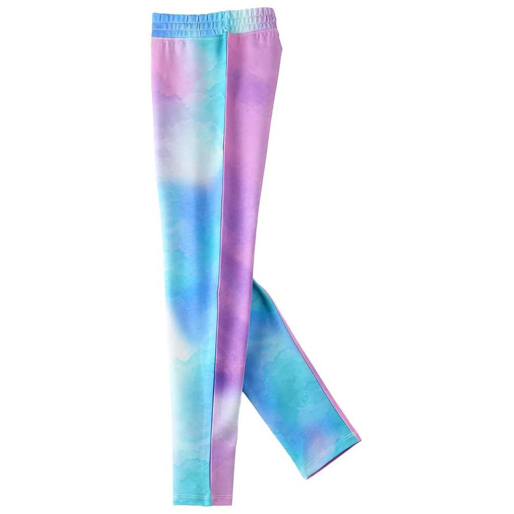 Jelliene - Girl's Knit Legging w/ Tie-Dye Print - Purple/Blue