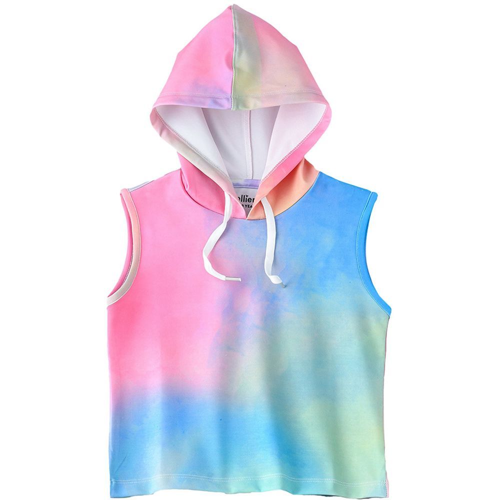 Jelliene - Girl's Tie-Dye Sleeveless Mutlicolored Hoodie