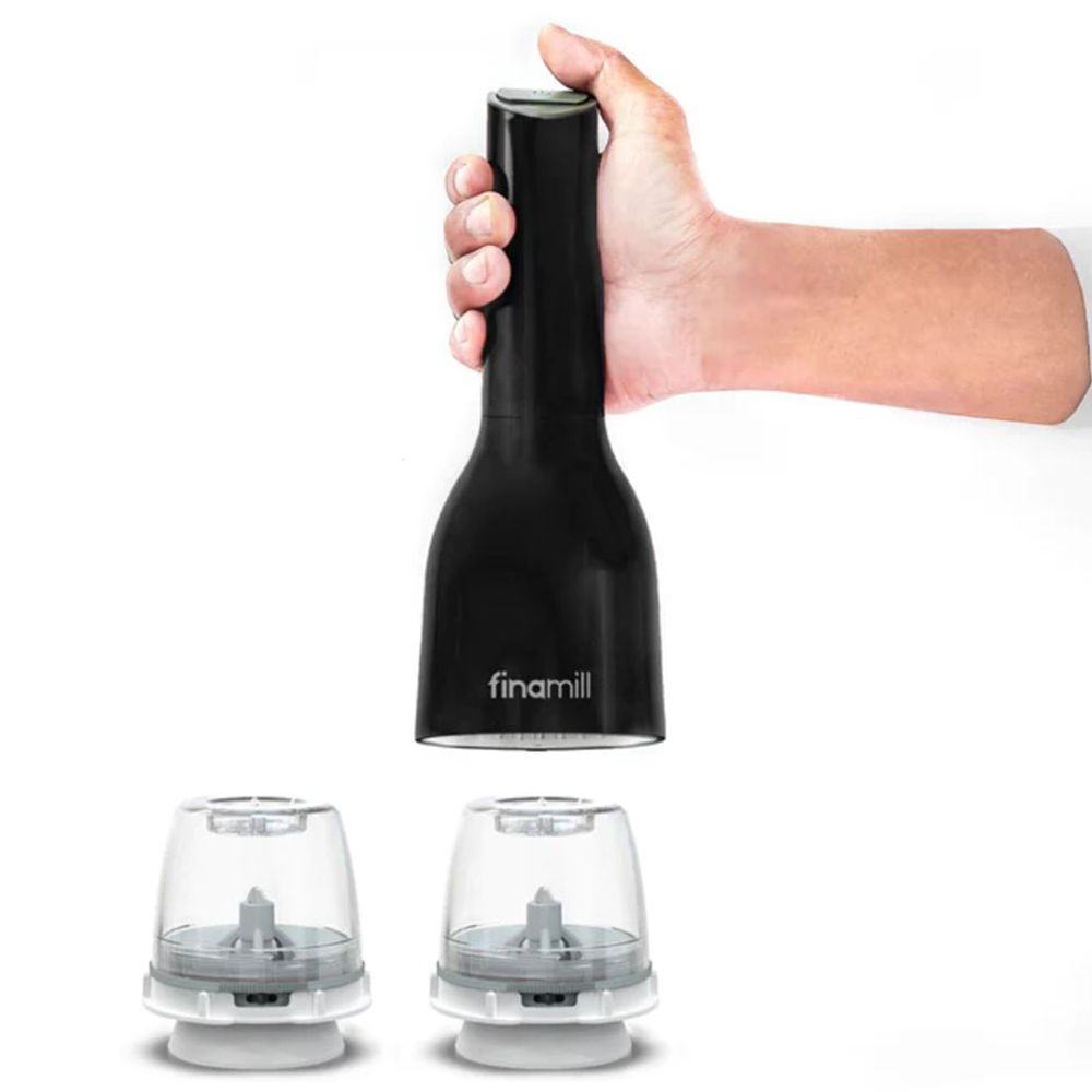 Finamill - Battery Operated Spice Grinder w/ Two Pods - Black